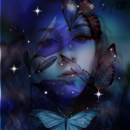 freetoedit dark blue butterflies