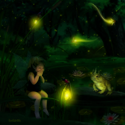 mastershoutout fairy fireflies lighteningbugs frog fantasy fantasyart imagination freetoedit default