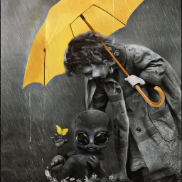 umbrella yellow kid babyalien picsartchallenge freetoedit srcyellowumbrellasticker yellowumbrellasticker
