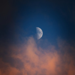 moon satellite halfmoon lunar sky sunset light lessismore minimalism outdoors endoftheday skyandclouds skyblue dramatic