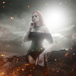 photoshop photomontage picsart edit woman strong fire vampire blood light sky fantasy freetoedit local