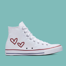 freetoedit converse sneaker shoes heart hearts white pink red purple ircdesignthesneaker designthesneaker