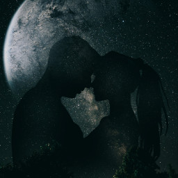freetoedit picsart master lyne21 try replyonmyimage galaxy silhouette moon doubleexposure