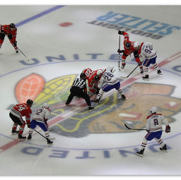 myphotography atthegame nhl hockey ontheice attherink chicagoblackhawks versus montrealcanadiens faceoff puckdrop letthegamebegin fromabove highangleview perspective chicagosports sportsphotography bordered