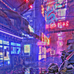 freetoedit madewithpicsart remixit cyberpunk dystopia futuristic scifi city neon rain bladerunner bladerunner2049