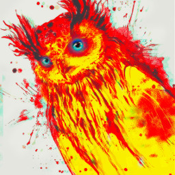 freetoedit owl art beaty yellow red blueeyes aesthetics