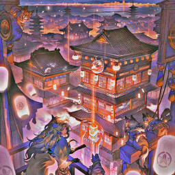 madewithpicsart remixit anime animestyle lanterns abstract celebration village freetoedit