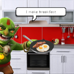 breakfast kitchen funny goblin freetoedit